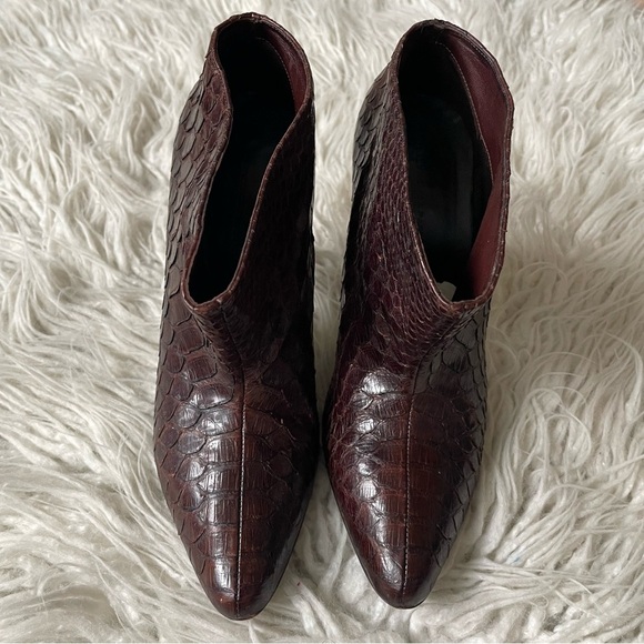 Balenciaga Brown Python Snake Leather Pointed Toe Heeled Ankle Bootie Size 39 - Picture 3 of 11